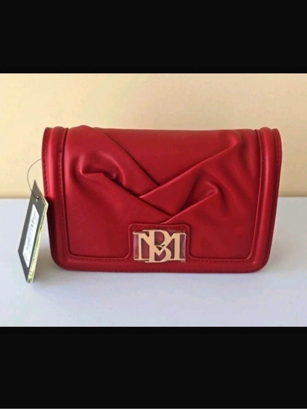 Brick Red pleated Badgley Mischka crossbody